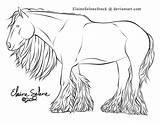 Gypsy Horse Coloring Pages Draft Caravan Wagon Vanner Template sketch template