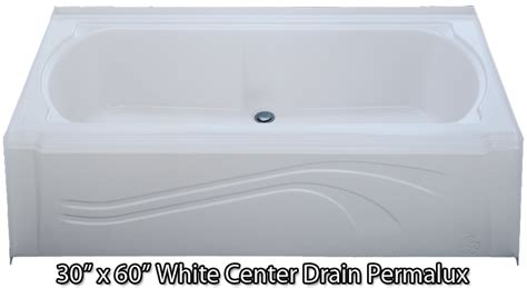 bathtub    white permalux center drain tub