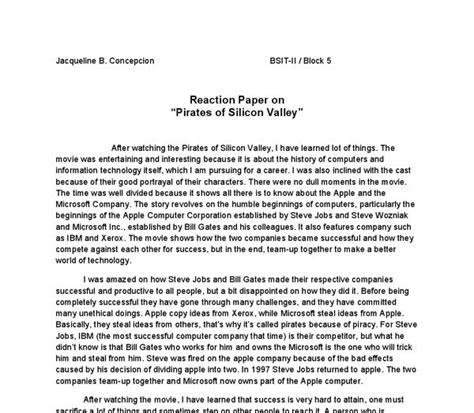 sample  reaction paper good essay  essay examples