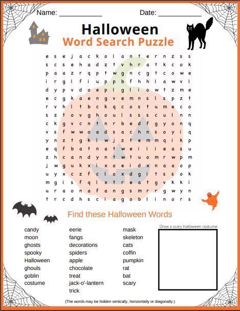 halloween word search puzzle  printable  halloween words
