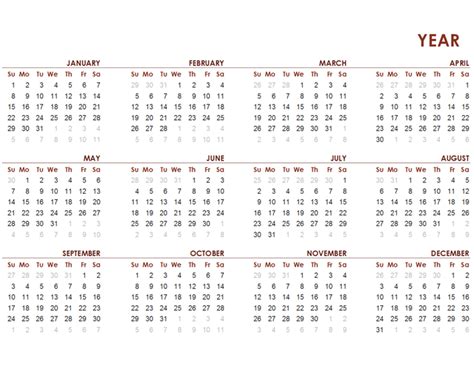 full year global calendar