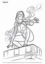 Spider Gwen Coloring Draw Drawing Pages Marvel Verse Step Into Man Tutorials Comics Comic Drawings Learn Drawingtutorials101 Template sketch template