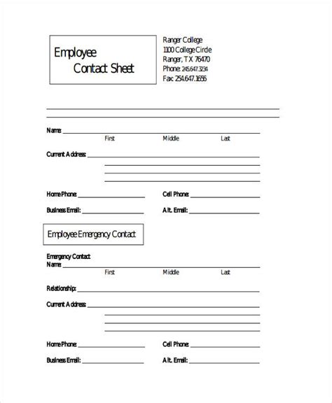 employee sheet templates   word  excel format