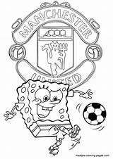 Manchester United Coloring Pages Spongebob Soccer Colouring Logo Printable Football Print Maatjes Playing Color Madrid Real Fc Kids Trafford Old sketch template