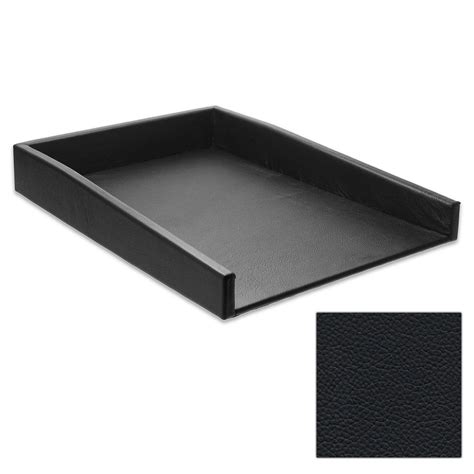 black leather letter tray legal sized  easy paper filing prestige