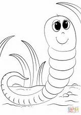 Worm Coloring Pages Cartoon Cute Glow Color Printable Getcolorings Colorings Drawing sketch template