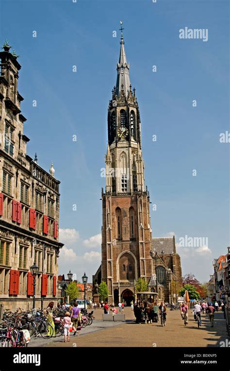 nieuwe kerk  church delft netherlands holland dutch town grote markt big market stock photo