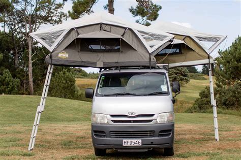 mt brown roof top tent grey  smokey white fly intenzeconz