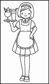 Waitress Waiter Helpers Dibujo Worksheets Profession Cartoon Professions Coloringpagesfortoddlers Profesiones sketch template