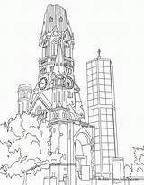 Coloring Pages Germany York Berlin Wilhelm Kaiser Skyline Color Drawing Castle Church Neuschwanstein Tower Sketch Printable Famous City Places Books sketch template