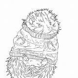 Coloring Holiday Sweater Pages Hedgehog Earl sketch template