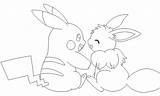 Pikachu Eevee Coloring Lineart sketch template