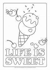 Coloring Pages Ice Cream Kids Printable Sheets Color Colouring Icecream Cute Sheet Sweet Life Colour Cone Foods Labels Party Treats sketch template