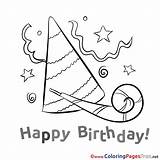 Birthday Hat Party Colouring Coloring Kids Happy Pages Sheet Title Popular sketch template