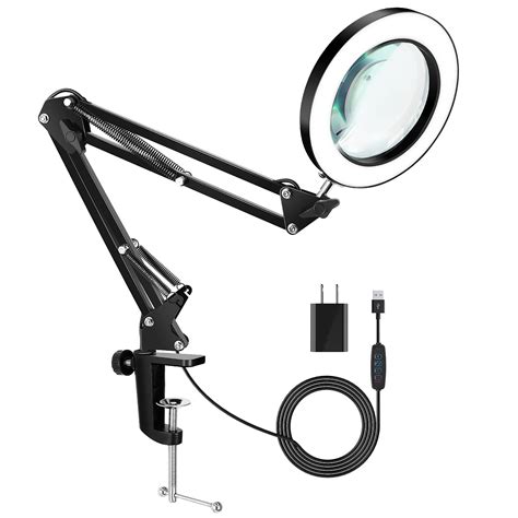 buy earya magnifying glass with light and stand 5x real glass lens 8