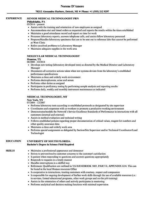 sample resume  fresh graduate medical technologist  samples