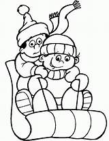 Coloring Pages Sledding Printable Library Clipart Winter Kids sketch template