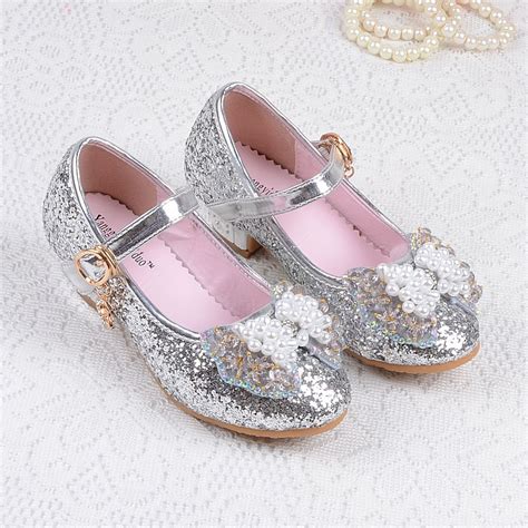 kids princess shoes dress shoes flower designer sequines leather spring