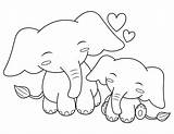 Coloring Hearts Elephants Pages sketch template