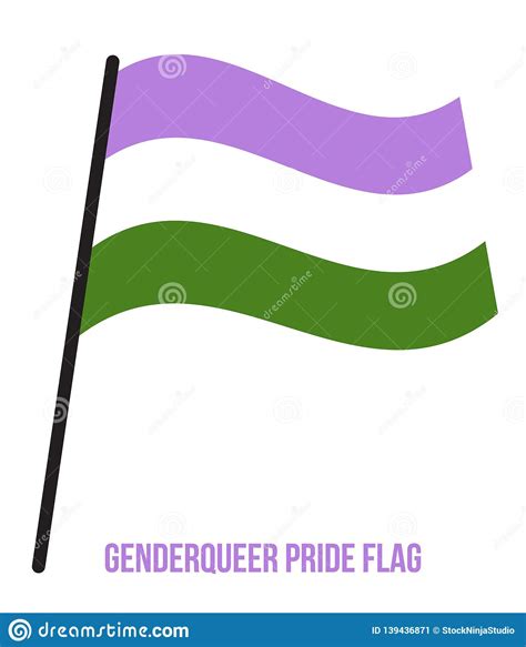 Genderqueer Pride Flag Waving Vector Illustration Designed With Correct