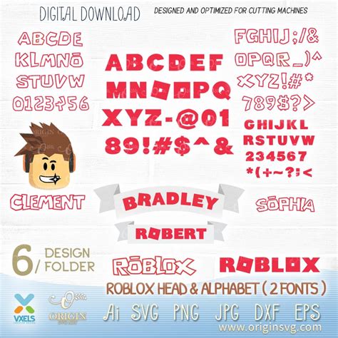 roblox head svg alphabet fonts graphic roblox logo birthday  tag