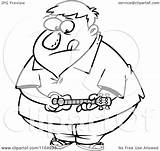 Ukelele Man Outlined Obese Playing Vector Clipart Royalty Cartoon Toonaday Drawing Illustration Getdrawings Obesity sketch template