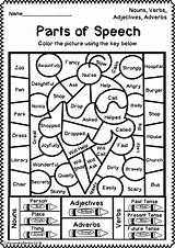 Speech Parts Worksheets Grammar Part Color Activity Code Fun Noun Nouns Activities Verbs Kids English Teacherspayteachers Kindergarten Teaching Sold sketch template
