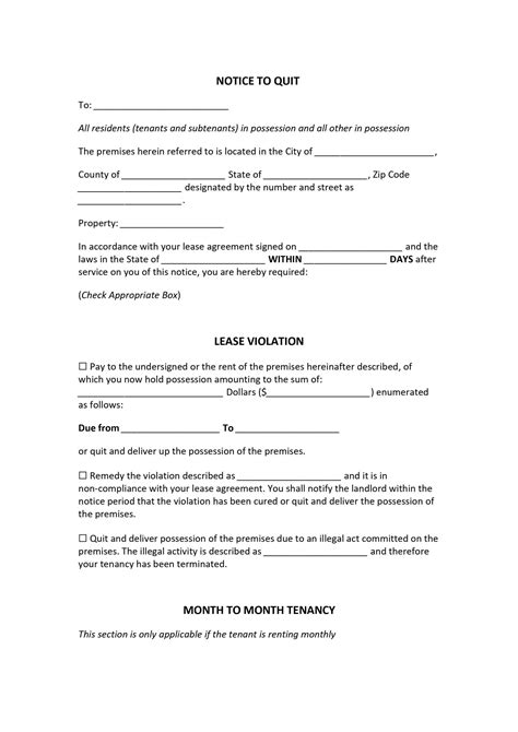 printable eviction notice template mous syusa  renewal notice ez