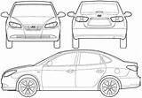 Hyundai Elantra I30 Blueprints Sedan 2007 Car Blueprint Blender sketch template