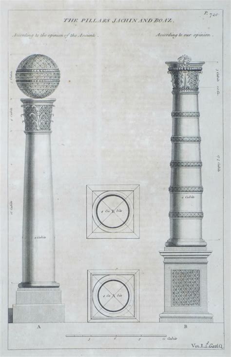 antique print  pillars  jachin  boaz