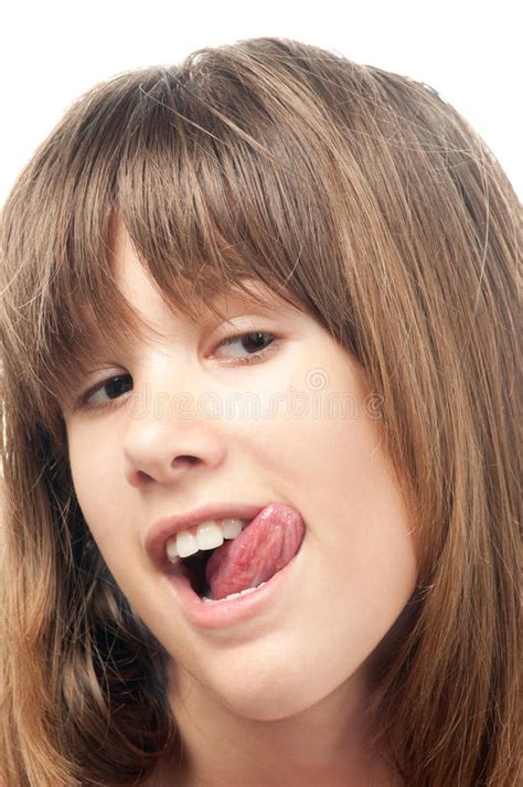 teenage girl licking her lips stock image image of woman chin 21234849