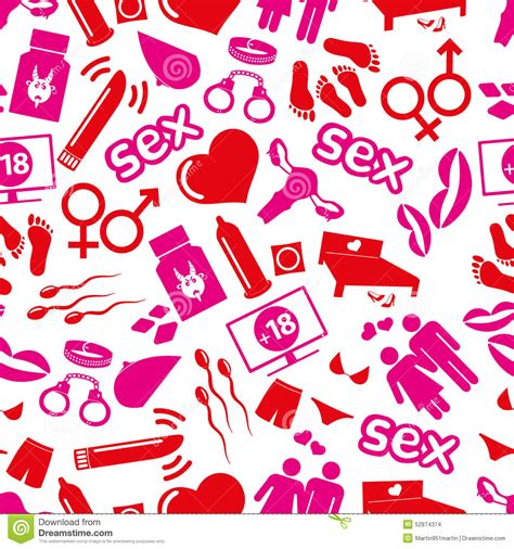 Sex Theme Red And Pink Icons Seamless Pattern Stock Vector