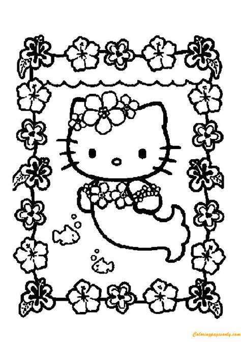 kitty mermaid sheet coloring pages