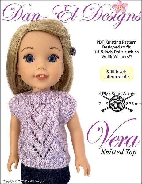 Dan El Designs Vera Top Doll Clothes Knitting Pattern 14 5 Inch Dolls