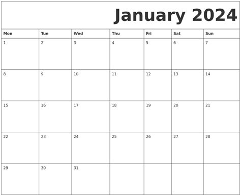january   printable calendar
