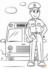 Driver Bus Coloring School Pages Clipart Drawing Printable Community Helpers Professions Help sketch template