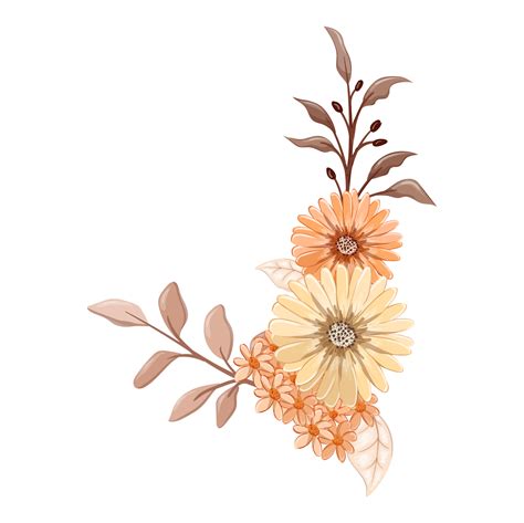 arrangement de fleurs orange avec style aquarelle  png