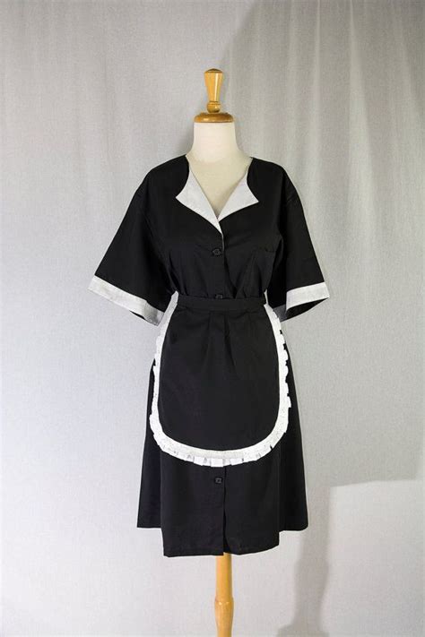 Vintage French Maid Costume Dress And Apron Set Xl Halloween Etsy