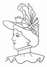 Victorian Coloring Hat Printable Era Fashion sketch template