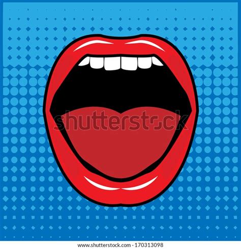 open red lips teeth abstract vector stock vector royalty