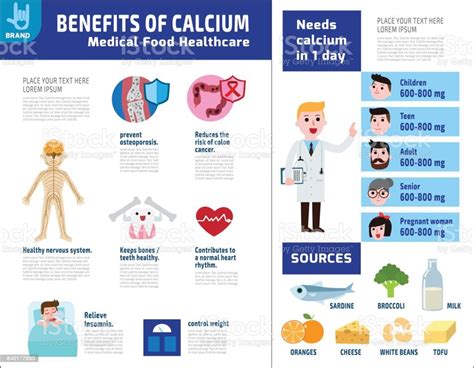 set of benefits of calcium source medical healthcare concept food