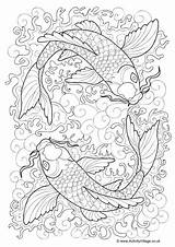 Coloring Koi Pages Fish Colouring Carp Adults Japanese Adult Color Template Activityvillage Printable Japan Chinese Visit Choose Board sketch template