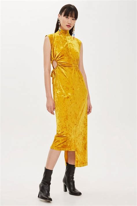 Velvet Ruched Midi Dress New Fall Dresses From Topshop