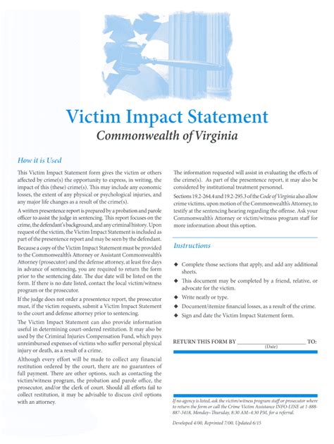 victim impact statement   form fill   sign printable