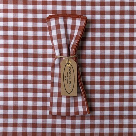 table napkin brown red gingham cases