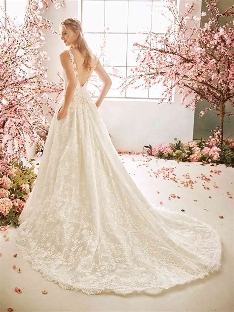 stunning fully laced a line wedding gown deep v neck