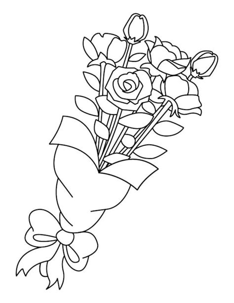 rose bouquet coloring page etsy
