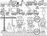 Construction Coloring Pages Machines Work Outline Stamp Clip Builders sketch template