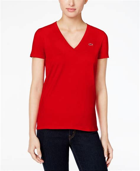 Lacoste Short Sleeve V Neck T Shirt In Red Lyst