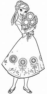 Anna Coloring Pages Bouquet Beautiful Printable Princess Categories sketch template